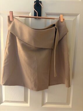 ZARA Neutral Beige Wrap Mini Skirt